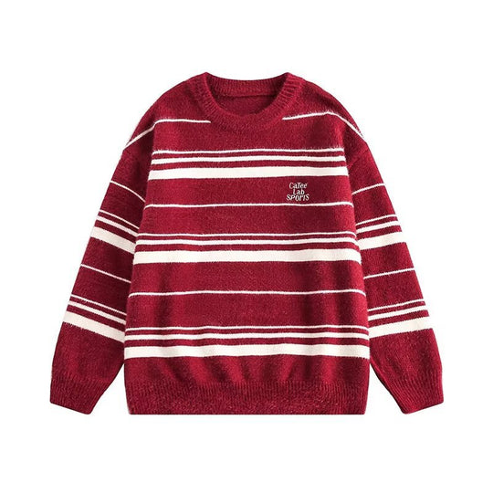 Damen Moderner Strickpullover mit Streifenmuster Nord Taschen