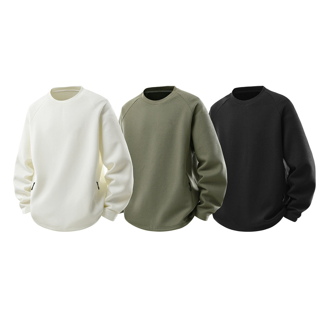 Herren Waffelstruktur-Thermo-Sweatshirt mit Raglanärmeln und Reißverschlusstaschen Nord Taschen