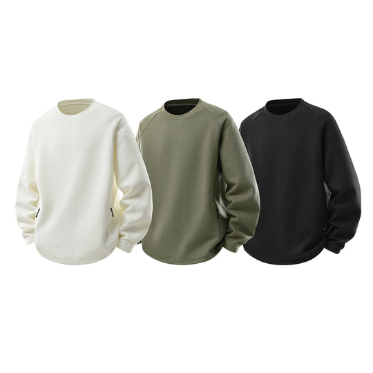 Herren Waffelstruktur-Thermo-Sweatshirt mit Raglanärmeln und Reißverschlusstaschen Nord Taschen