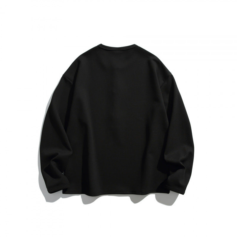 Unisex Waffelstruktur-Henleyshirt mit Knopfleiste und Oversize-Schnitt Nord Taschen