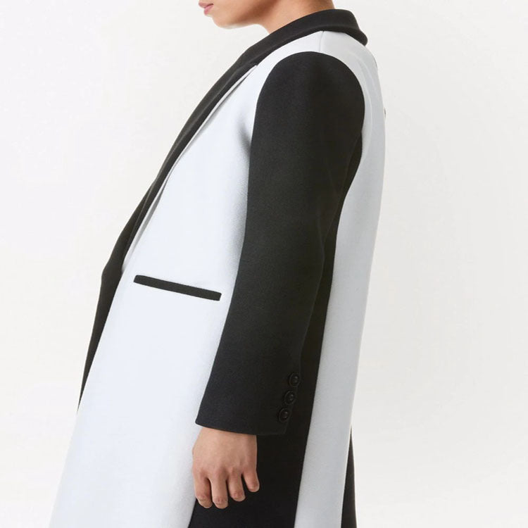 Damen Taillierter Midi‑Longcoat im Clean‑Tailoring mit kontrastiertem Innenfutter und Schalkragen Nord Taschen