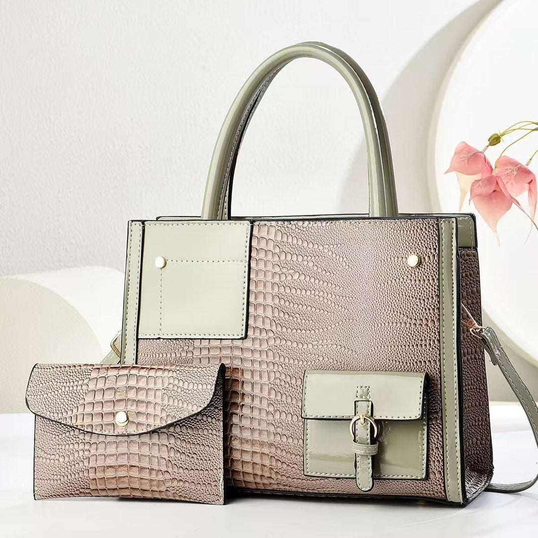 Damen Handtasche mit strukturiertem Schlangenleder-Look und abnehmbarer Mini-Clutch Nord Taschen