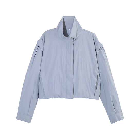 Damen Kurzjacke im Blousonstil mit Stehkragen und gerafften Raglanärmeln Nord Taschen