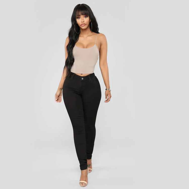 Damen Hochgeschnittene Skinny-Jeans mit Figurformendem Stretch Nord Taschen