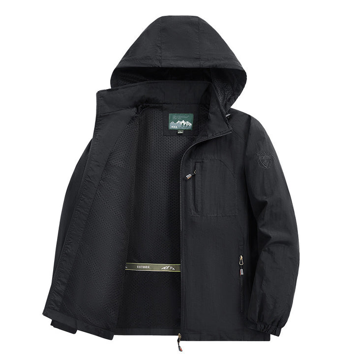 Herren  leichte wasserabweisende Übergangsjacke mit Kapuze und funktionalen Reißverschlusstaschen Nord Taschen