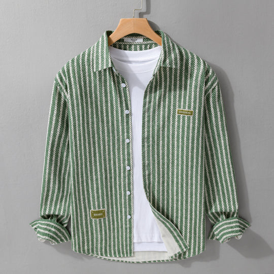 Herren Texturiertes Hemdjacken-Overshirt mit diagonaler Fischgrät-Struktur Nord Taschen