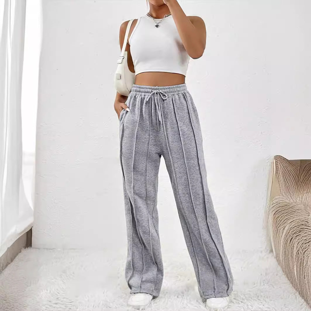 Damen Weite High-Waist Plissee-Hose mit Tunnelzug und markanter Bügelfalte Nord Taschen