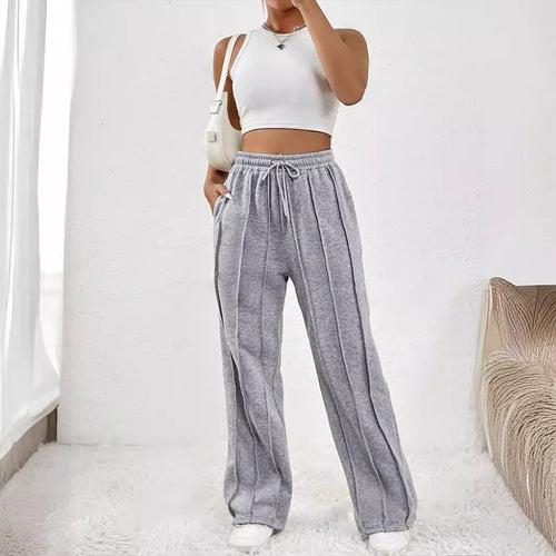 Damen Weite High-Waist Plissee-Hose mit Tunnelzug und markanter Bügelfalte Nord Taschen