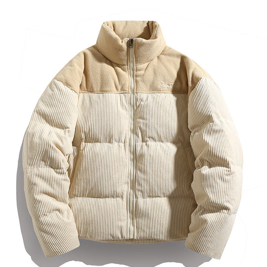 Unisex Wattierte Cord‑Steppjacke mit hohem Stehkragen und Kontrastoberteil Nord Taschen