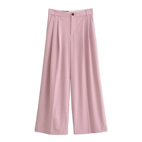 Damen Elegante High‑Waist Palazzo‑Hose mit Bundfalten und Bügelfalte Nord Taschen