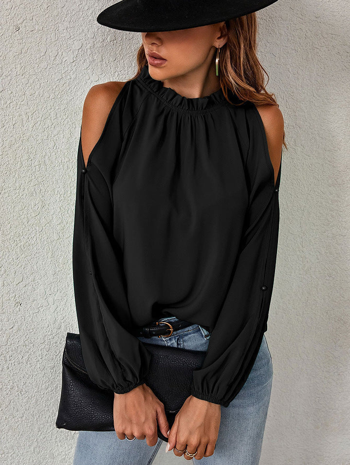 Damen Bluse mit kühlen Schulterdetails und elastischen Ärmeln