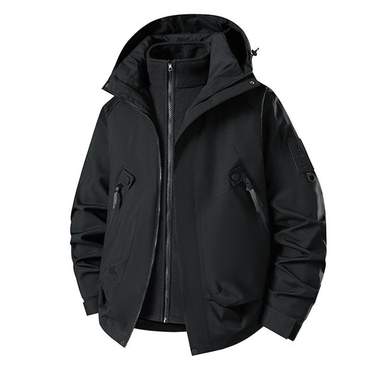 Herren 3‑in‑1 Softshell-Parka mit abnehmbarer Fleece-Innenjacke und technischer Kapuze Nord Taschen