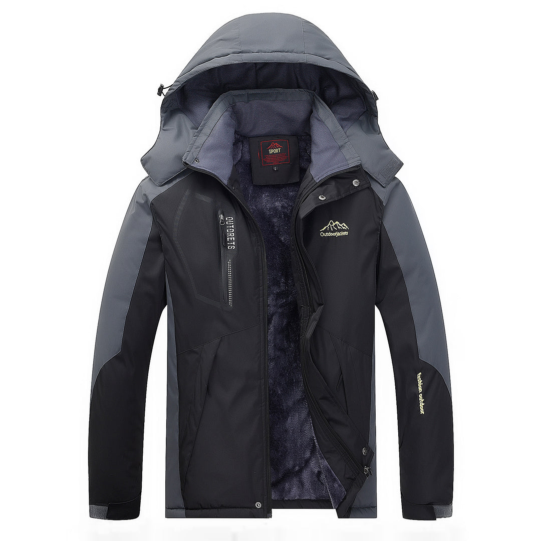 Herren wasserabweisende Outdoorjacke mit Teddyfleece-Innenlage, verstellbarer Kapuze und Multifunktions-Taschen Nord Taschen