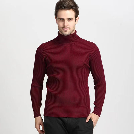 Herren Rippstrick Rollkragenpullover figurnaher elastischer Feinstrick Nord Taschen