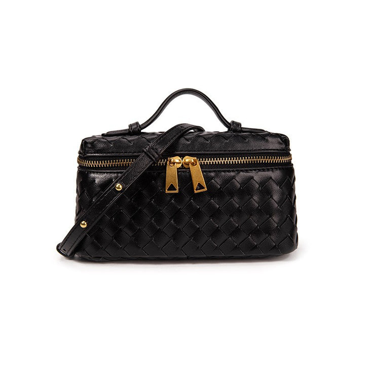 Damen Umhängetasche aus hochwertigem geflochtenem Leder mit eleganter Kettenapplikation Nord Taschen