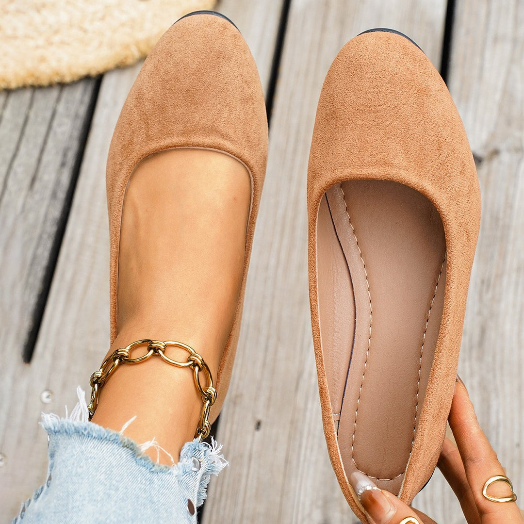 Damen  minimalistische Samt-Ballerina mit dekorativer Fußkette und ergonomischem Komfortfußbett Nord Taschen