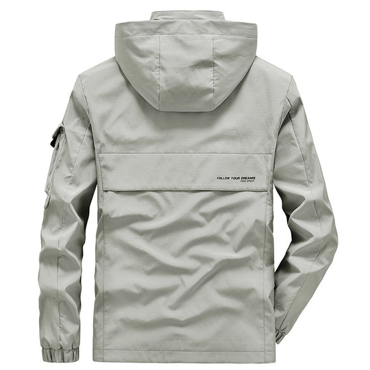 Herren Leichte Multifunktions-Outdoor-Windjacke mit Kapuze und Ärmel‑Tasche Nord Taschen