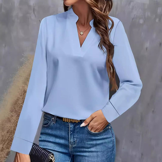 Damen Bluse mit Stehkragen und langen Ärmeln - Arvani