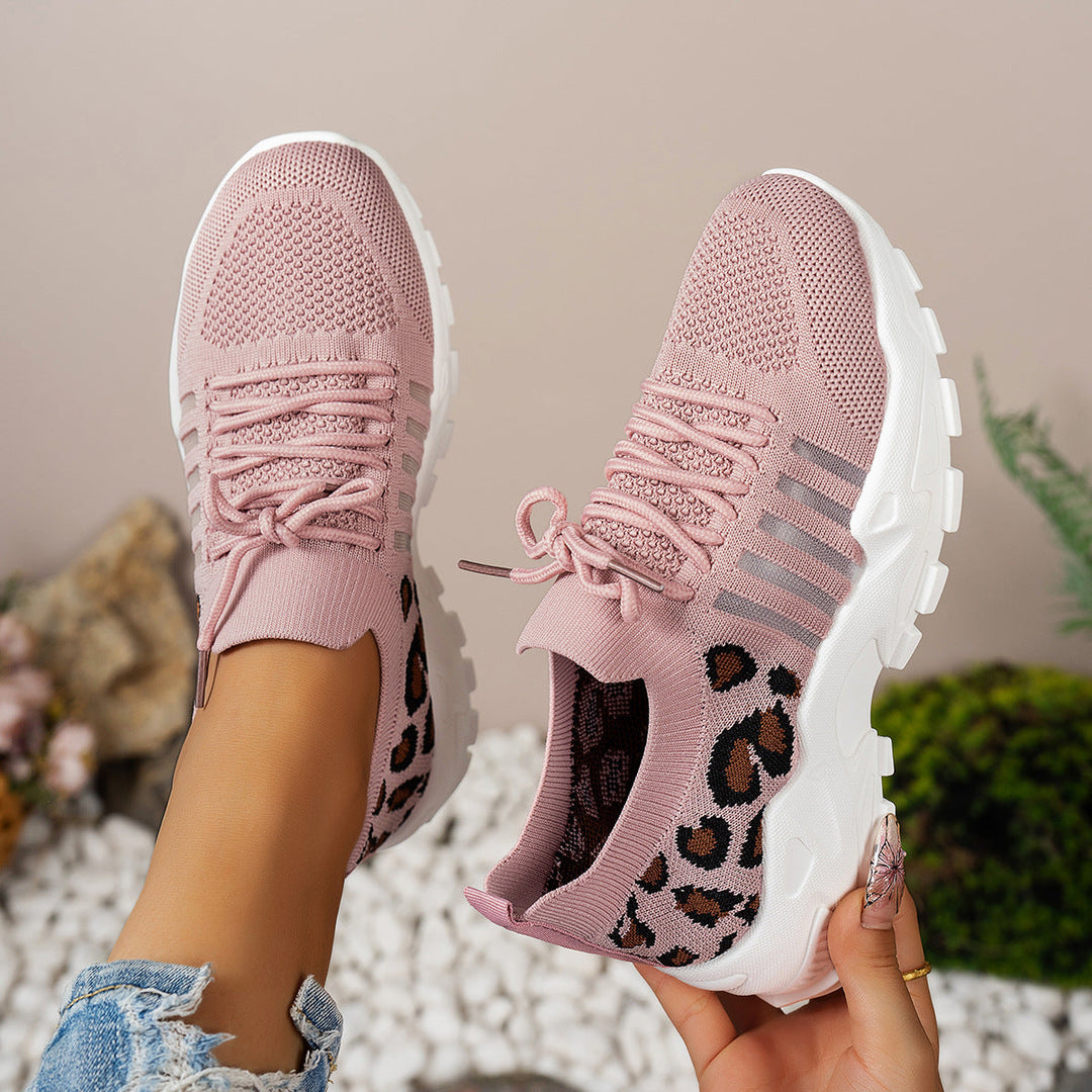 Damen Sportliche Sneakers mit atmungsaktivem Netzdesign und modischem Leopardenmuster Nord Taschen