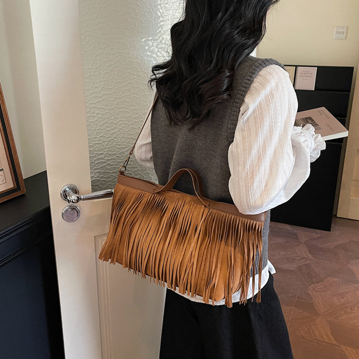 Damen Hobo-Tasche mit fransigem Design und komfortablem Schulterriemen Nord Taschen