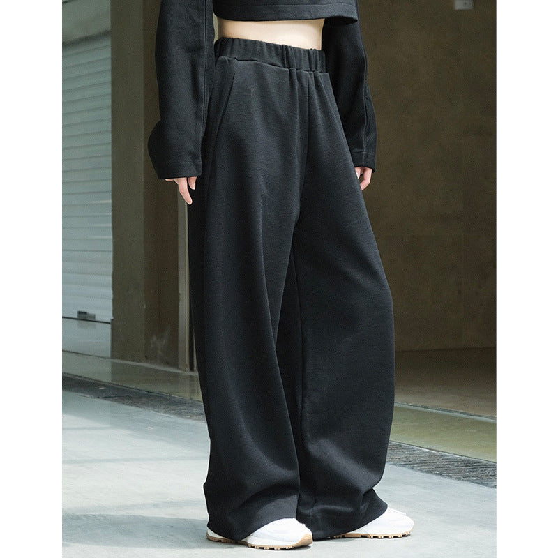 Damen Weite High‑Waist Sweathose aus Baumwoll-Fleece mit Elastbund und seitlichen Eingrifftaschen Nord Taschen