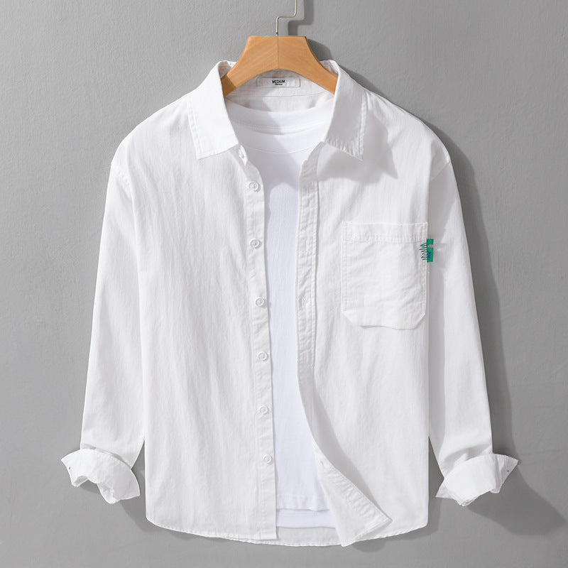 Herren Leichtes Baumwoll-Layering-Overshirt mit Brusttasche und Kentkragen Nord Taschen
