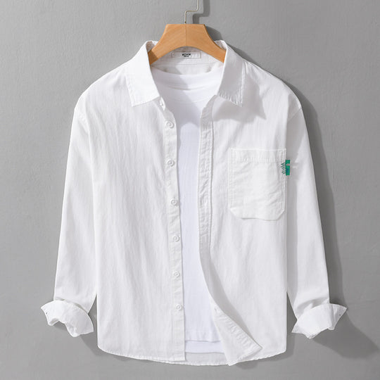 Herren Leichtes Baumwoll-Layering-Overshirt mit Brusttasche und Kentkragen Nord Taschen