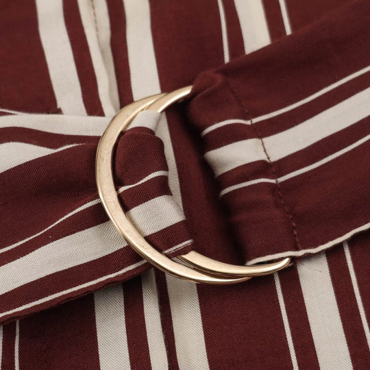 Damen Gestreiftes Hemdblusenkleid mit Kontrastkragen, Dreiviertelärmeln und Taillengürtel Nord Taschen