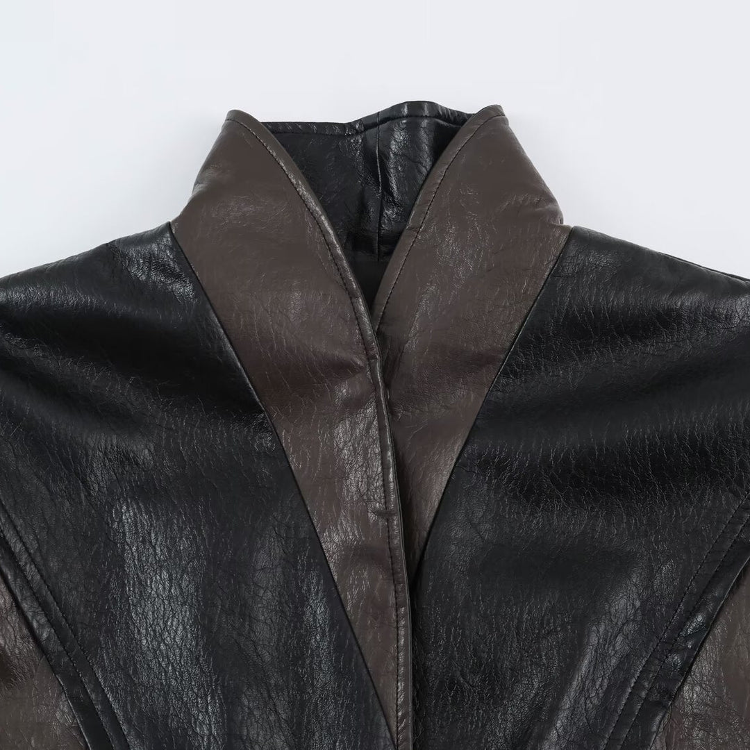 Damen Kurzjacke im Blousonstil mit hochabschließendem Kragen und Bindegürtel Nord Taschen