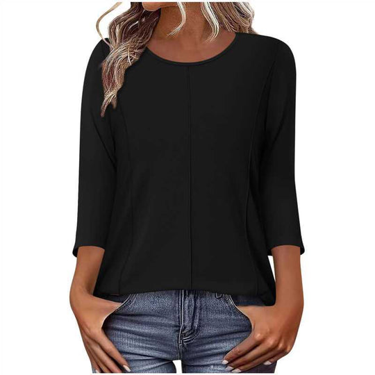 Damen nan lässiges Shirt mit dreiviertelärmeln und dekorativer Mittelnaht Nord Taschen