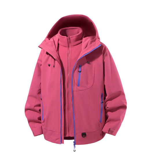 Herren zweiteiliger wasserdichter Softshell-Parka mit herausnehmbarer Fleece-Innenjacke, verstellbarer Kapuze und Multifunktions-Taschen Nord Taschen