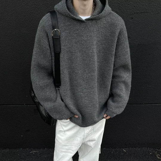 Herren Grobstrickpullover mit Hoodie Nord Taschen
