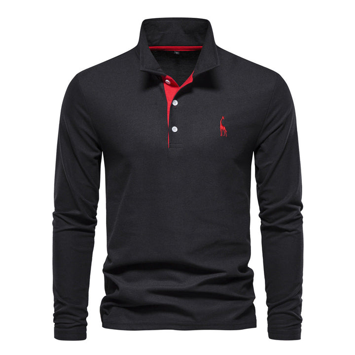 Herren Langarm Poloshirt mit modernem Kragen und atmungsaktiver Baumwollqualität Nord Taschen