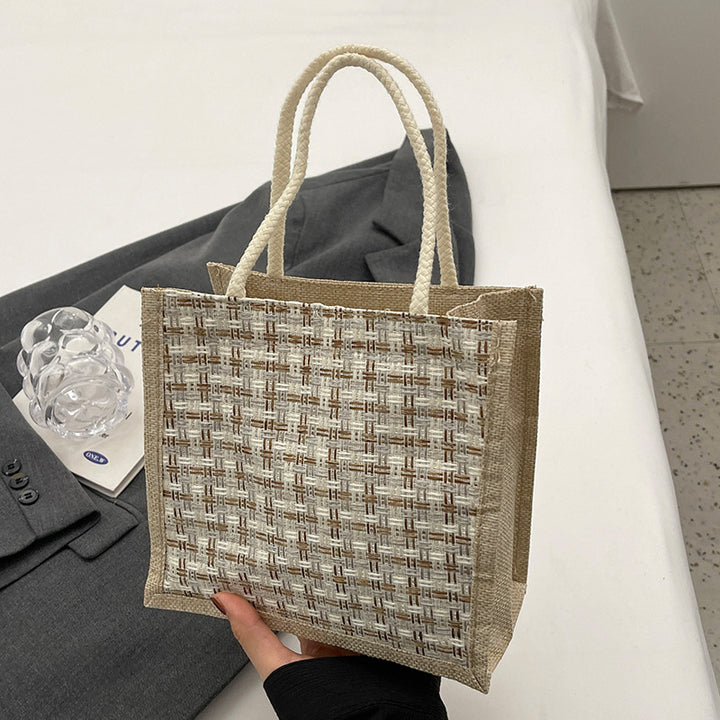 Damen Jute-Strandtasche mit kunstvollem Gewebemuster Nord Taschen