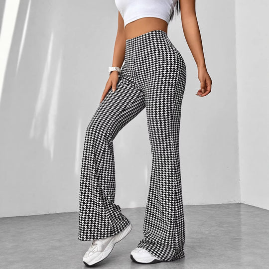Damen Stretch-Schlaghose mit hoher Taille und weitem Bein Nord Taschen