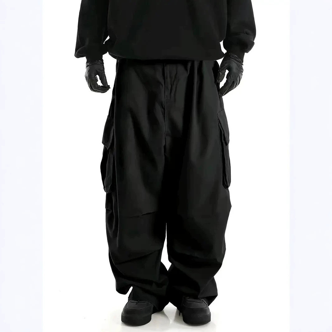 Herren Weite Baggy-Utility-Cargohose mit Multifachtaschen und tiefem Schritt Nord Taschen