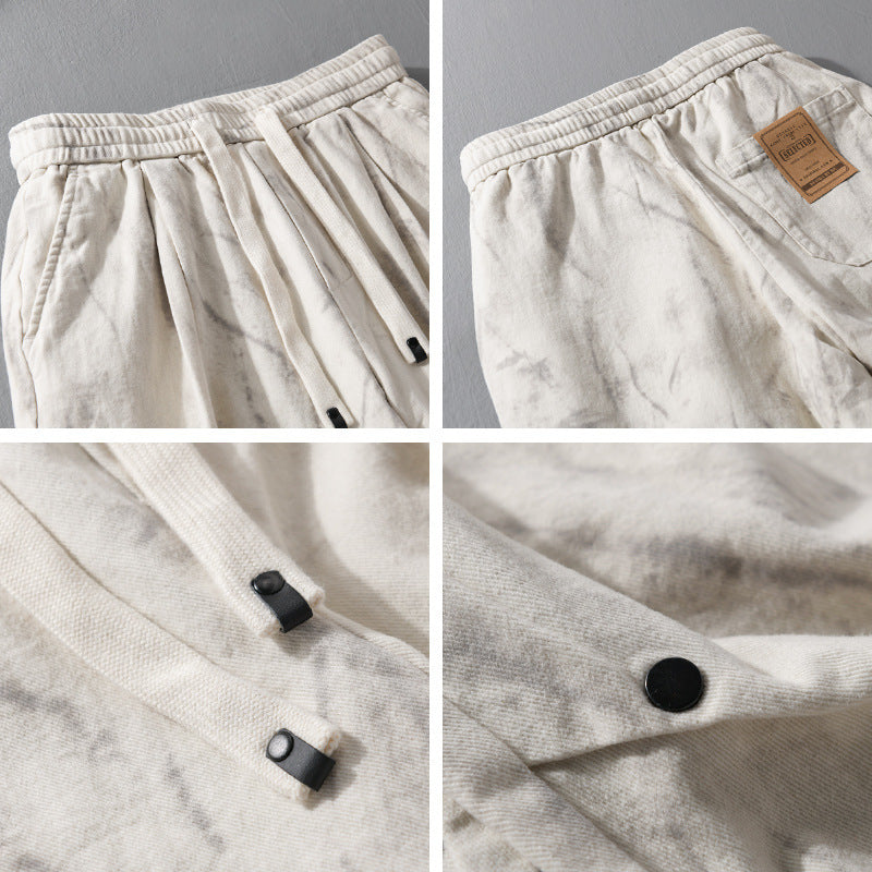 Herren Weite Baggy-Cargohose mit Marmor-Print und Kordelzug Nord Taschen