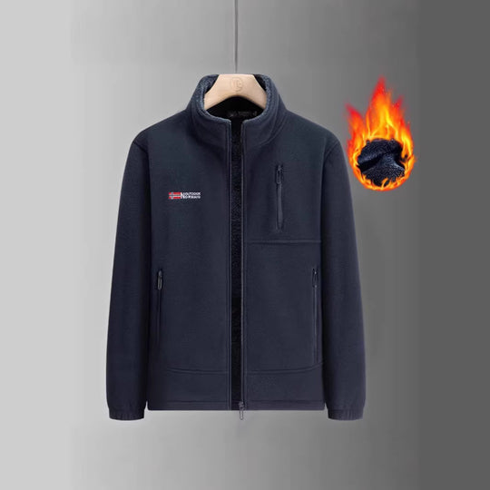 Herren Fleecejacke mit Teddyfutter, Stehkragen und mehreren Reißverschlusstaschen Nord Taschen