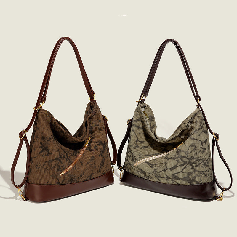 Damen Hobo-Tasche aus hochwertigem Baumwollmaterial mit dekorativem Reißverschluss Nord Taschen