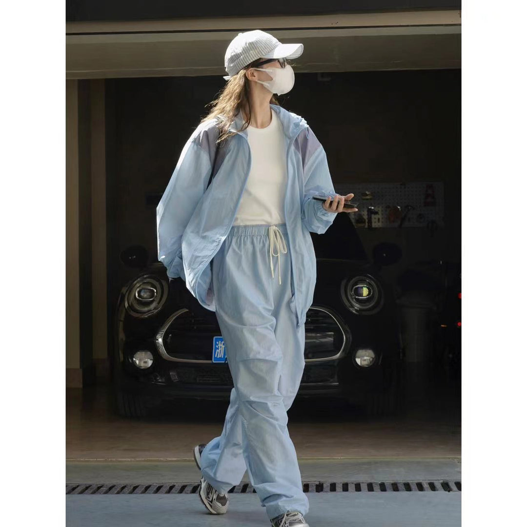 Damen Weite Nylon-Loungehose mit Tunnelzug und elastischem Bund Nord Taschen