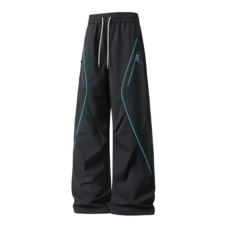 Herren Weite Utility-Jogginghose aus Funktionsnylon mit Kordelzug, Reißverschlusstaschen & kontrastierenden Nahtleisten Nord Taschen