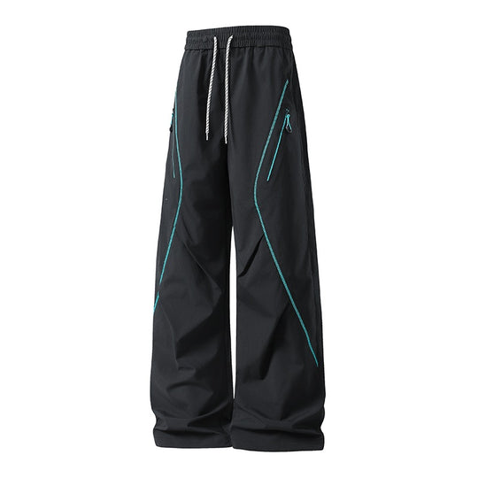 Herren Weite Utility-Jogginghose aus Funktionsnylon mit Kordelzug, Reißverschlusstaschen & kontrastierenden Nahtleisten Nord Taschen