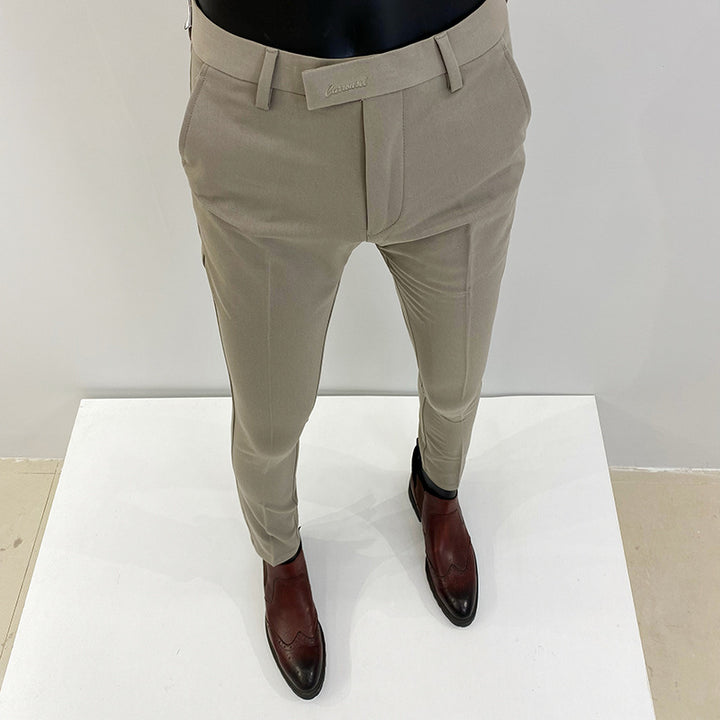 Herren schlanke elegante Anzughose mit Stretchbund, Bügelfalte und schmal zulaufendem Bein Nord Taschen