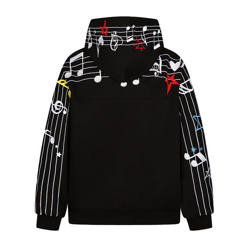 Damen Kapuzen-Sweatshirt mit musikalischem Noten- und Sternprint, relaxed Fit Nord Taschen