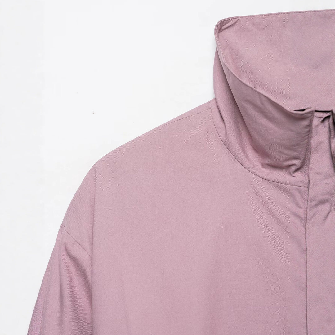 Damen Leichter Cropped Windblouson mit hohem Stehkragen und weitem Raglanärmel Nord Taschen