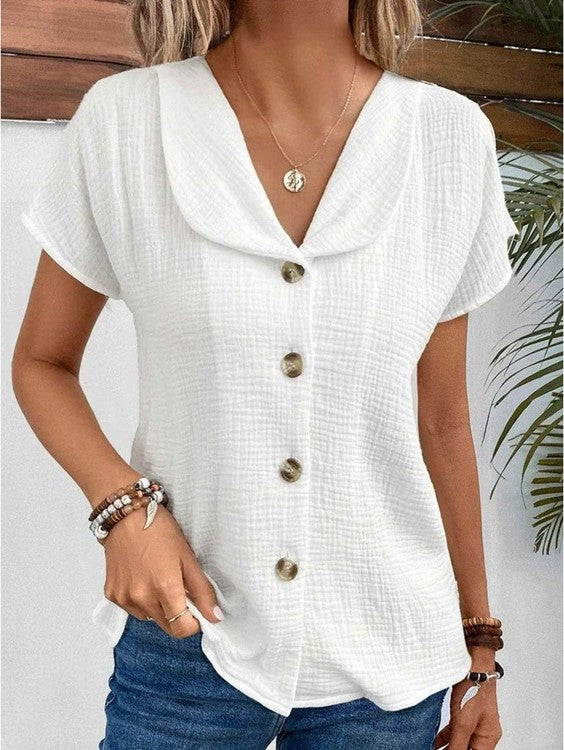 Lässiges T-Shirt Mit Knopf Für Frauen Für Damen