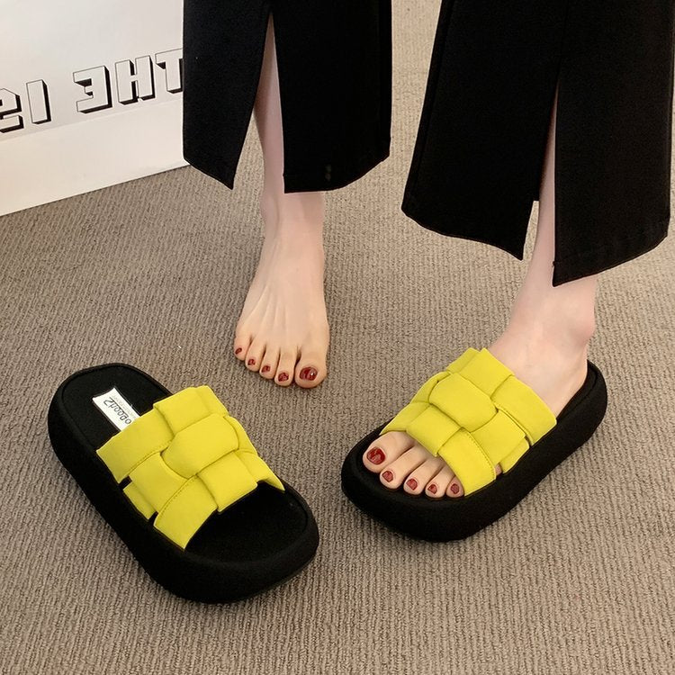 Damen bequeme Platform-Pantoletten mit gekreuzten Riemen