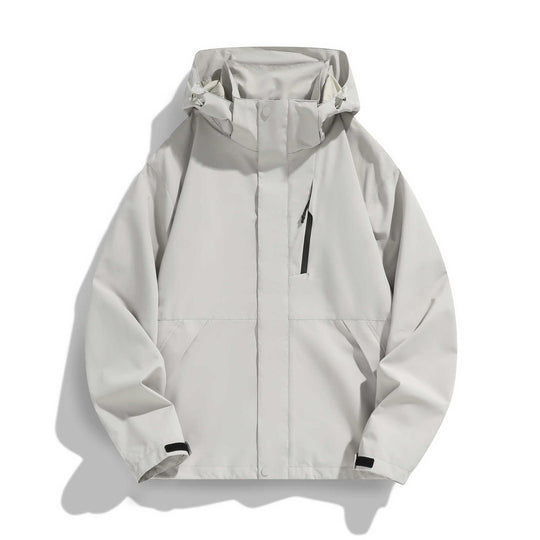 Damen Wasserabweisende Kapuzen‑Übergangsjacke mit verstellbarer Kapuze, verdeckter Frontblende und Multifunktionstaschen Nord Taschen
