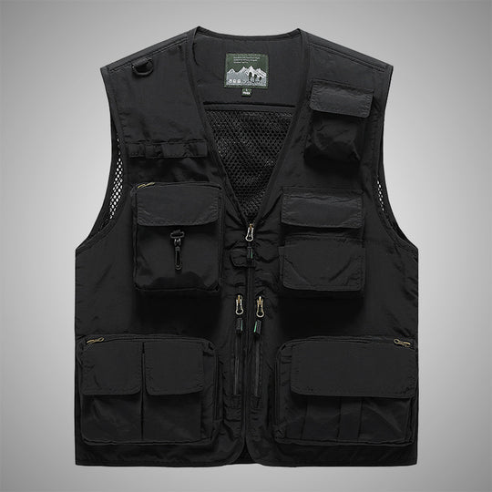 Herren multifunktionale Utility‑Weste mit vielen Taschen und Mesh‑Rücken Nord Taschen