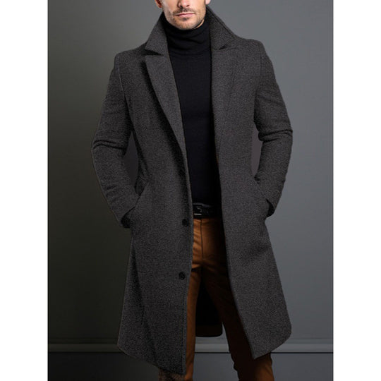 Herren knielanger klassischer Mantel mit gefütterter Innenlage und eleganter Knopfleiste Nord Taschen